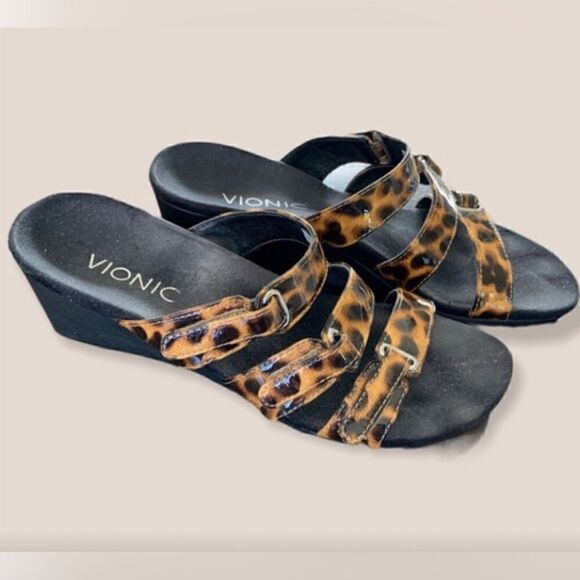 Vionic Animal Print Wedge Sandal - Picture 1 of 4